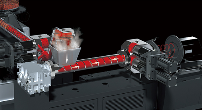 third degassing system for post-consumer waste